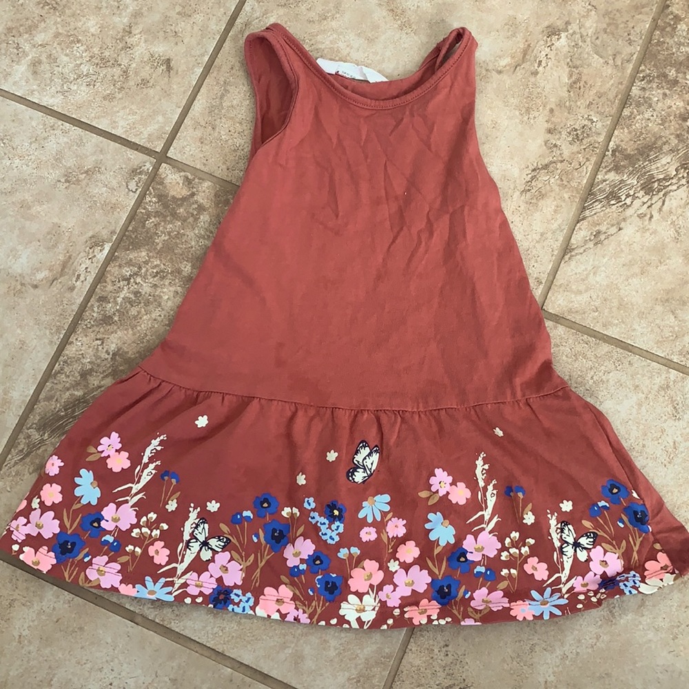 🎉10 for $10🎉 H&M tank summer floral casual dress size 1-2 fits like 2T